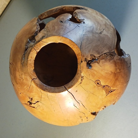 Wooden Flower Vase Hand Carved Turned Wood Decor One-of-a-kind #eshopchicago - Picture 6 of 10